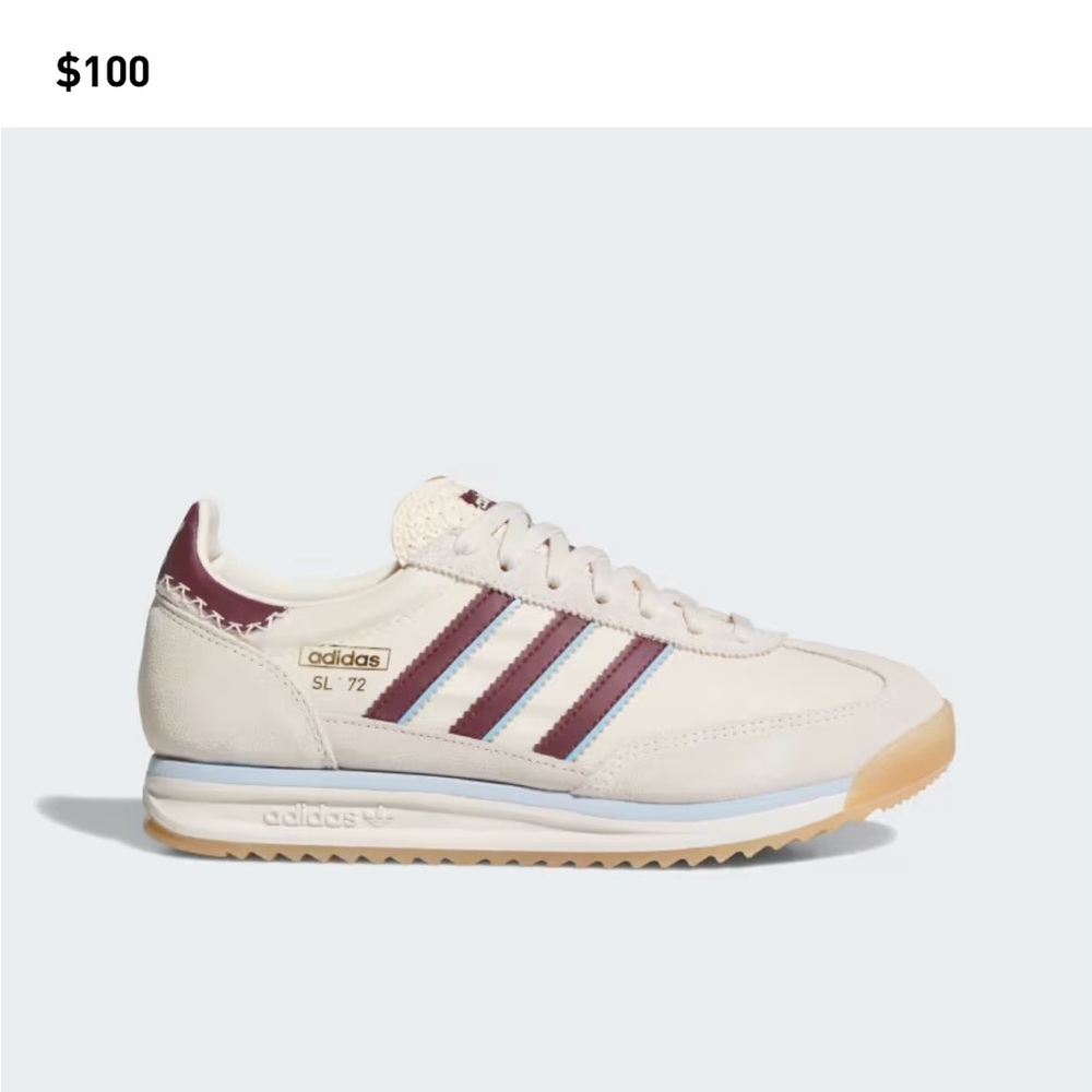 Adidas SL 72 Cream and Burgundy Sneakers